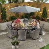 Nova Garden Furniture Leeanna White Wash Rattan 8 Seat Round Dining Set with Ice Bucket