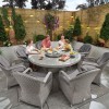 Nova Garden Furniture Leeanna White Wash Rattan 8 Seat Round Dining Set with Ice Bucket