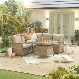 Nova Garden Furniture Oyster Compact Corner Dining Set with Parasol Hole Nova Garden Furniture Oyster Compact Corner Dining Set with Parasol Hole