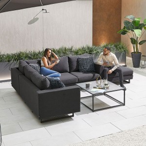 Nova Outdoor Fabric Dark Grey Eden Corner Sofa Set with Coffee Table & Footstool Nova Outdoor Fabric Dark Grey Eden Corner Sofa Set with Coffee Table & Footstool