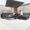 Nova Outdoor Fabric Dark Grey Eden Corner Sofa Set with Coffee Table & Footstool