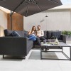 Nova Outdoor Fabric Dark Grey Eden Corner Sofa Set with Coffee Table & Footstool