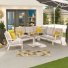 Nova Garden Furniture Vogue White Frame Corner Dining Sofa Set with Rising Table and Lounge Chair