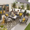 Nova Garden Furniture Vogue Grey Aluminium Corner Dining Sofa Set with Rising Table and 2 Lounge Chairs