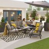 Nova Garden Furniture Vogue Grey Aluminium Corner Dining Sofa Set with Rising Table and 2 Lounge Chairs