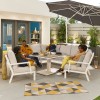 Nova Garden Furniture Vogue White Frame Corner Dining Sofa Set with Rising Table and 2 Lounge Chairs