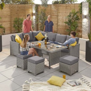 Nova Garden Furniture Ciara White Wash Rattan Left Hand Corner Dining Set with Casual Table Nova Garden Furniture Ciara White Wash Rattan Left Hand Corner Dining Set with Casual Table