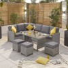 Nova Garden Furniture Ciara White Wash Rattan Left Hand Corner Dining Set with Casual Table