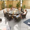 Nova Garden Furniture Ruxley Brown Rattan 8 Seat 1.8m Round Dining Set with Fire Pit