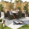 Nova Garden Furniture Ruxley Brown Rattan 8 Seat 1.8m Round Dining Set with Fire Pit