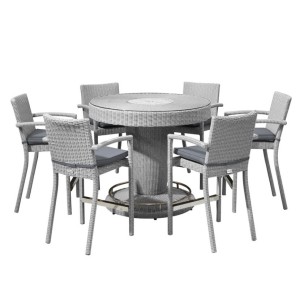 Nova Garden Furniture Henley White Wash Rattan 6 Seat Round Bar Set with Ice Bucket Nova Garden Furniture Henley White Wash Rattan 6 Seat Round Bar Set with Ice Bucket
