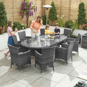 Nova Garden Furniture Sienna Grey 8 Seat Oval Dining Set