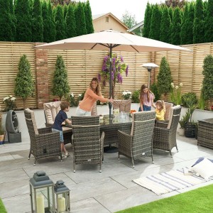 Nova Garden Furniture Ruxley Brown 8 Seat 2m x 1.2m Oval Dining Set Nova Garden Furniture Ruxley Brown 8 Seat 2m x 1.2m Oval Dining Set