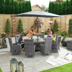 Nova Garden Furniture Ruxley Grey 8 Seat 2m x 1.2m Oval Dining Set Nova Garden Furniture Ruxley Grey 8 Seat 2m x 1.2m Oval Dining Set