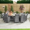 Nova Garden Furniture Sienna Grey 8 Seat 2m x 1.2m Oval Dining Set With Fire Pit