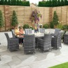 Nova Garden Furniture Sienna Grey 8 Seat 2m x 1.2m Oval Dining Set With Fire Pit