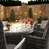 Nova Garden Furniture Sienna Grey 8 Seat 2m x 1.2m Oval Dining Set With Fire Pit