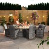 Nova Garden Furniture Sienna Grey 8 Seat 2m x 1.2m Oval Dining Set With Fire Pit