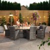 Nova Garden Furniture Sienna Grey 8 Seat 2m x 1.2m Oval Dining Set With Fire Pit
