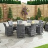 Nova Garden Furniture Sienna Grey 8 Seat 2m x 1.2m Oval Dining Set With Fire Pit