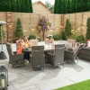 Nova Garden Furniture Ruxley Brown 8 Seat  2m x 1.2m Oval Dining Set With Fire Pit
