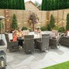 Nova Garden Furniture Ruxley Brown 8 Seat  2m x 1.2m Oval Dining Set With Fire Pit