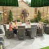 Nova Garden Furniture Ruxley Brown 8 Seat  2m x 1.2m Oval Dining Set With Fire Pit