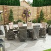 Nova Garden Furniture Ruxley Brown 8 Seat  2m x 1.2m Oval Dining Set With Fire Pit