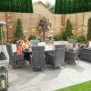 Nova Garden Furniture Ruxley Grey 8 Seat  2m x 1.2m Oval Dining Set With Fire Pit