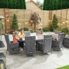 Nova Garden Furniture Ruxley Grey 8 Seat  2m x 1.2m Oval Dining Set With Fire Pit