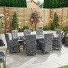 Nova Garden Furniture Ruxley Grey 8 Seat  2m x 1.2m Oval Dining Set With Fire Pit