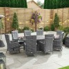 Nova Garden Furniture Ruxley Grey 8 Seat  2m x 1.2m Oval Dining Set With Fire Pit