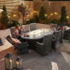 Nova Garden Furniture Ruxley Grey 8 Seat  2m x 1.2m Oval Dining Set With Fire Pit