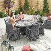 Nova Garden Furniture Sienna Grey 6 Seat 1.8m x 1.2m Oval Dining Set With Ice Bucket
