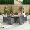 Nova Garden Furniture Sienna Grey 6 Seat 1.8m x 1.2m Oval Dining Set With Ice Bucket