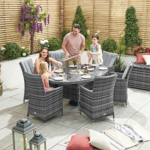 Nova Garden Furniture Sienna Grey 6 Seat 1.8m x 1.2m Oval Dining Set With Ice Bucket Nova Garden Furniture Sienna Grey 6 Seat 1.8m x 1.2m Oval Dining Set With Ice Bucket