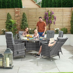 Nova Garden Furniture Ruxley Grey 6 Seat 1.35m Round Dining Set With Ice Bucket Nova Garden Furniture Ruxley Grey 6 Seat 1.35m Round Dining Set With Ice Bucket