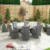 Nova Garden Furniture Ruxley Grey 6 Seat 1.8m x 1.2m Oval Dining Set With Ice Bucket