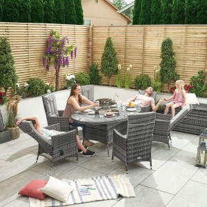 Nova Garden Furniture Ruxley Grey 6 Seat 1.8m x 1.2m Oval Dining Set With Ice Bucket Nova Garden Furniture Ruxley Grey 6 Seat 1.8m x 1.2m Oval Dining Set With Ice Bucket