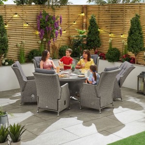 Nova Garden Furniture Carolina White Wash Rattan 6 Seat Round Dining Set with Ice Bucket Nova Garden Furniture Carolina White Wash Rattan 6 Seat Round Dining Set with Ice Bucket