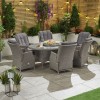 Nova Garden Furniture Carolina White Wash Rattan 6 Seat Oval Dining Set with Ice Bucket