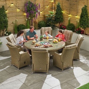 Nova Garden Furniture Carolina Willow Rattan 8 Seat Round Dining Set with Ice Bucket Nova Garden Furniture Carolina Willow Rattan 8 Seat Round Dining Set with Ice Bucket