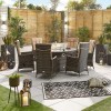 Nova Garden Furniture Ruxley Brown Rattan 6 Seat 1.5m Round Dining Set with Fire Pit