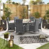 Nova Garden Furniture Ruxley Grey Rattan 6 Seat 1.5m Round Dining Set with Fire Pit