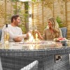 Nova Garden Furniture Sienna Grey 6 Seat 1.5m Round Dining Set With Fire Pit