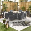 Nova Garden Furniture Sienna Grey 6 Seat 1.5m Round Dining Set With Fire Pit