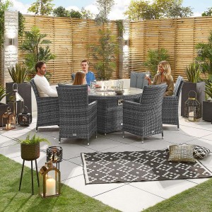 Nova Garden Furniture Sienna Grey 6 Seat 1.5m Round Dining Set With Fire Pit Nova Garden Furniture Sienna Grey 6 Seat 1.5m Round Dining Set With Fire Pit