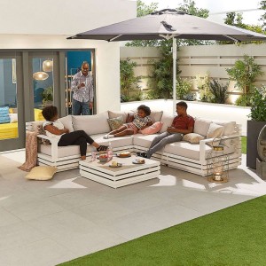 Nova Garden Furniture San Marino White Aluminium Corner Sofa Set With Coffee Table Nova Garden Furniture San Marino White Aluminium Corner Sofa Set With Coffee Table