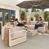 Nova Garden Furniture San Marino White Aluminium Corner Sofa Set With Coffee Table