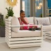 Nova Garden Furniture San Marino White Aluminium Corner Sofa Set With Coffee Table